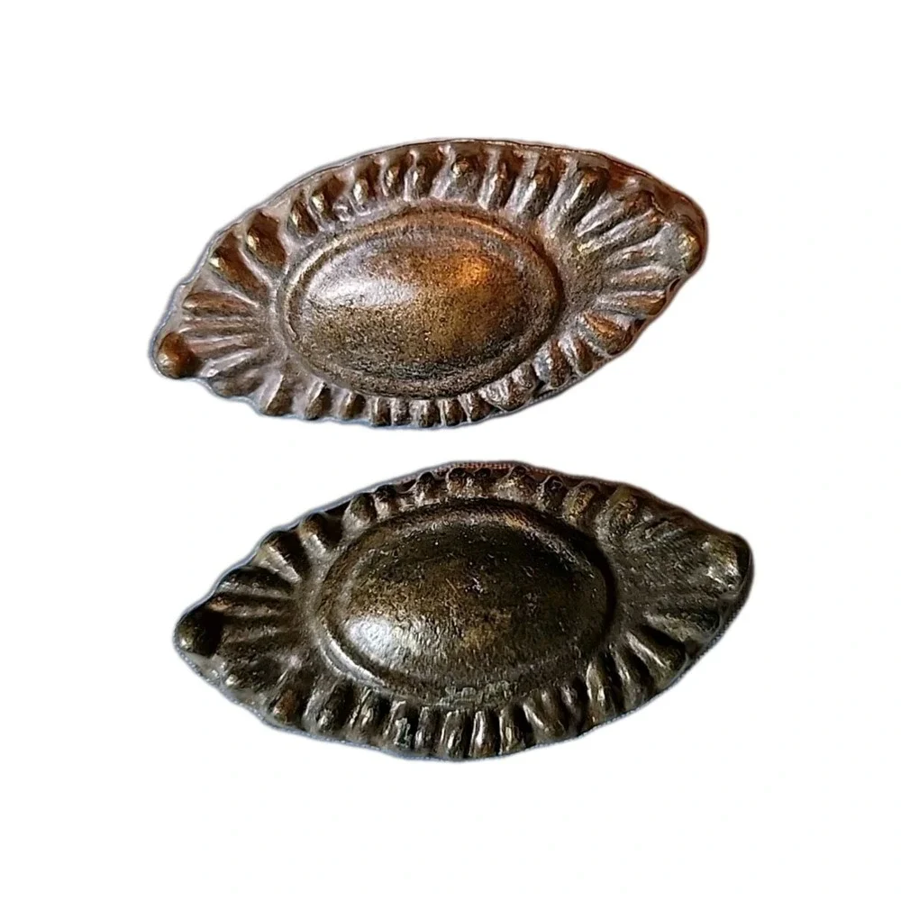 Set 2 - Antique Brass Drawer Pulls Dresser or Cabinet Drop Bail 2.5